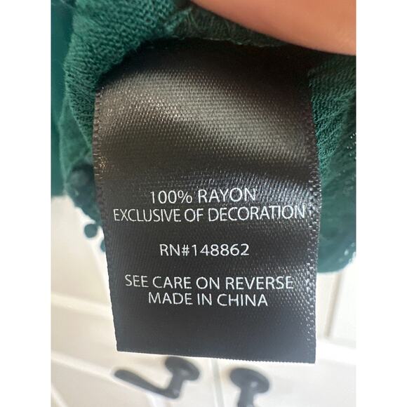 Torrid Emerald Green Boho Lace Eyelet and Frills Flowy Blouse - Picture 5 of 6